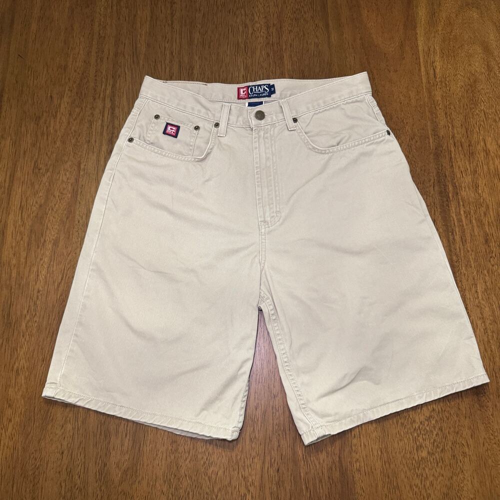 Vintage Chaps Ralph Lauren Men’s 31 Beige Baggy Chino Shorts 100% Cotton Y2K